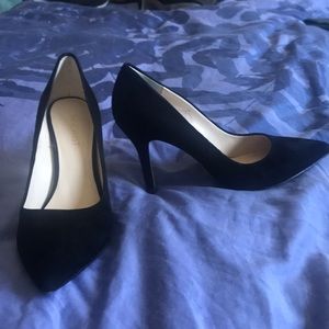 Black suede heels in near perfect condition
